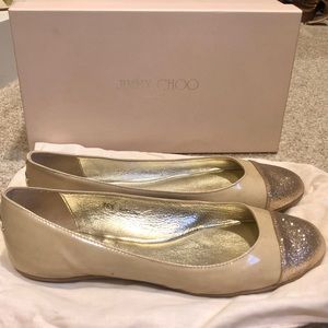 Nude Patent Leather Jimmy Choo Flats